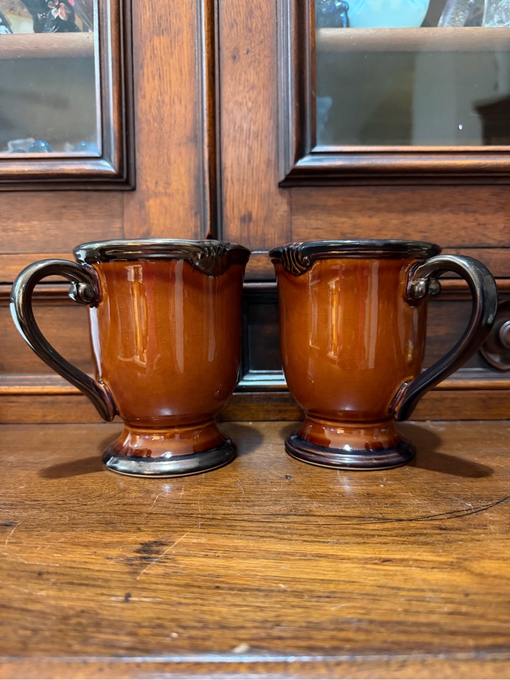Certified International Karidesign Embassy Brown footed ceramic mugs (Set of 2)